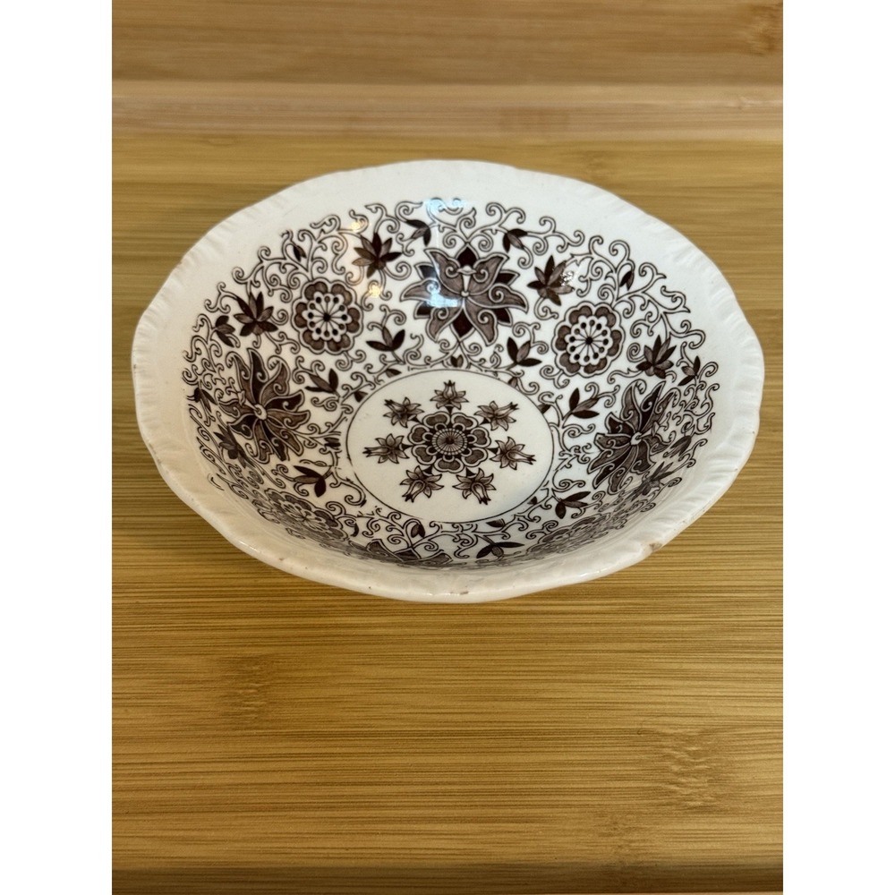 Mason's Bow Bells Brown, Flowers & Scrolls: Salad Plate, Dessert Bowl-see photos